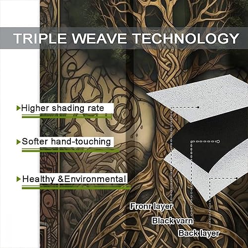 Miniatura 5 de Cortinas vikingas para dormitorio, sala de estar, diseño de mitología nórdica, tratamiento de ventana opacas de 21 pulgadas de ancho x 45 pulgadas