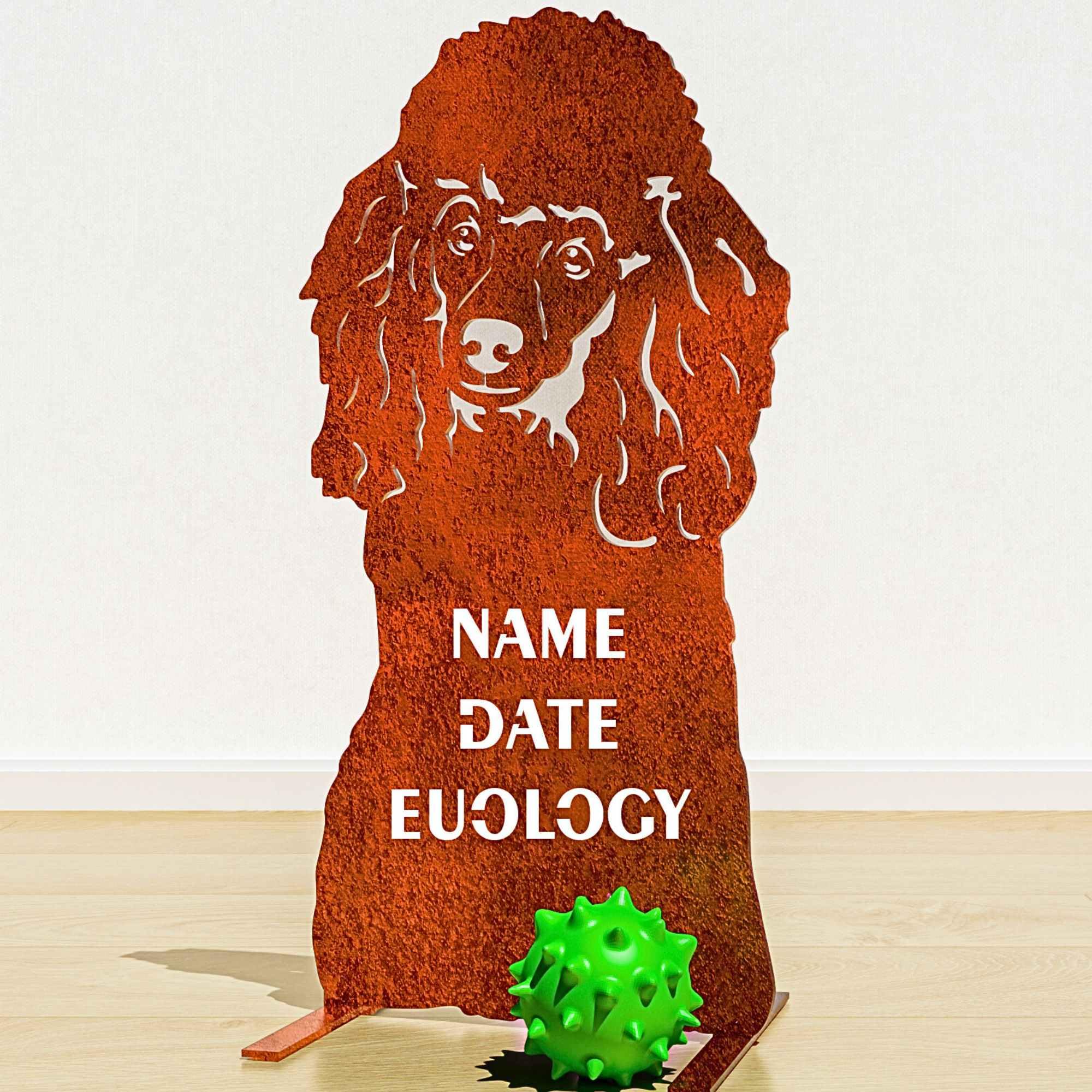 Poodle Dog Loss Garden Memorial Stone Statue Grave Plaque Sympathy Gift Outdoor Personalised Ornament Ideas Ashes Urn Casket Marker Headstone Figure Sculpture (Perosnalised Poodle - Natural Oxidised)
