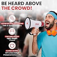 Vista 2 de Pyle megáfono altavoz compacto, funciona con baterías, sirena alarma, control de volumen (pmp20)