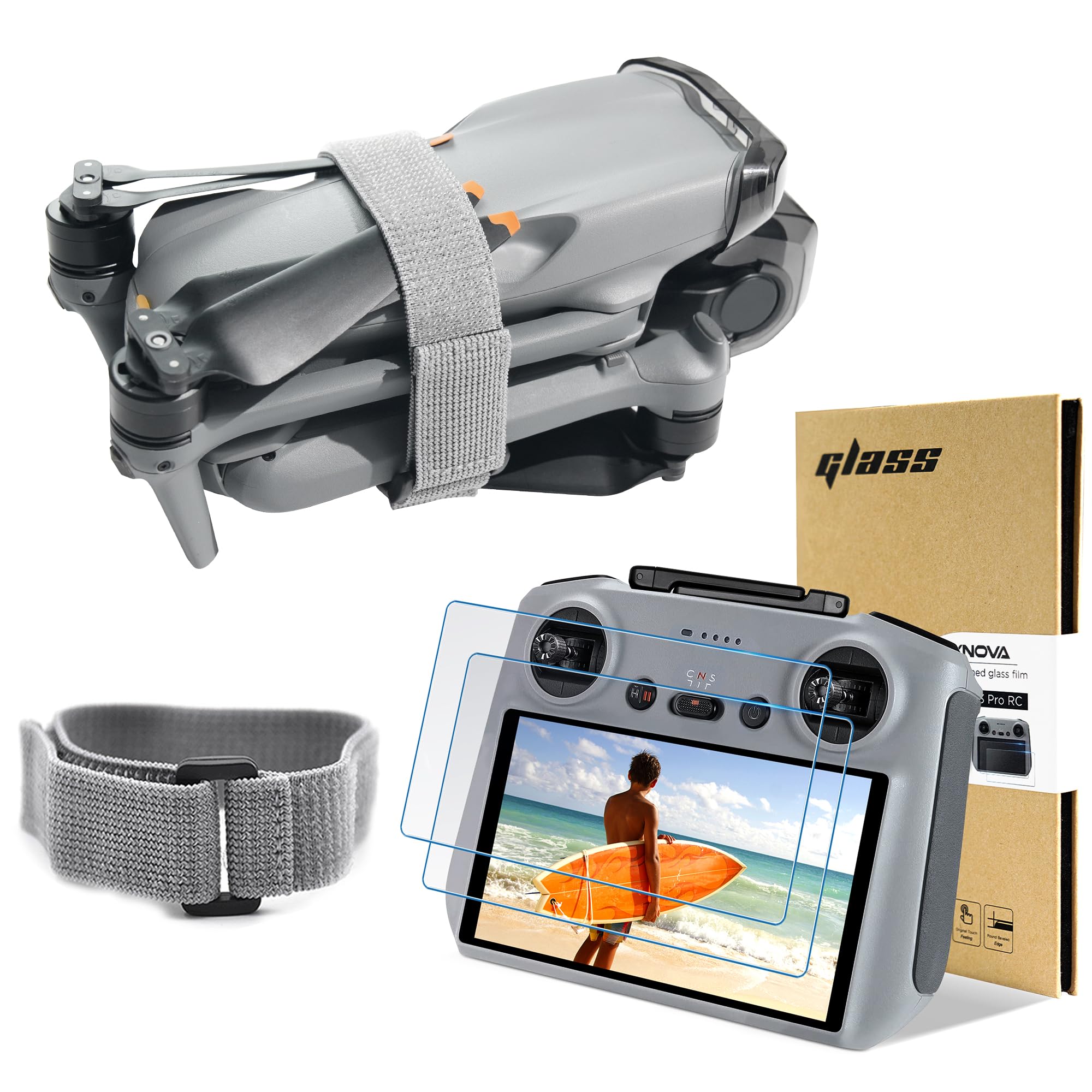 CYNOVA DJI Mini 4 Pro/Air 3 Accessories Kit, Dji Mini 4 Pro/Air 3 Propeller Holder - Dji RC Screen Protector, Compatible with DJI Mini 4 Pro/Air 3 / Mini 3 Pro/Mini 3 Drone