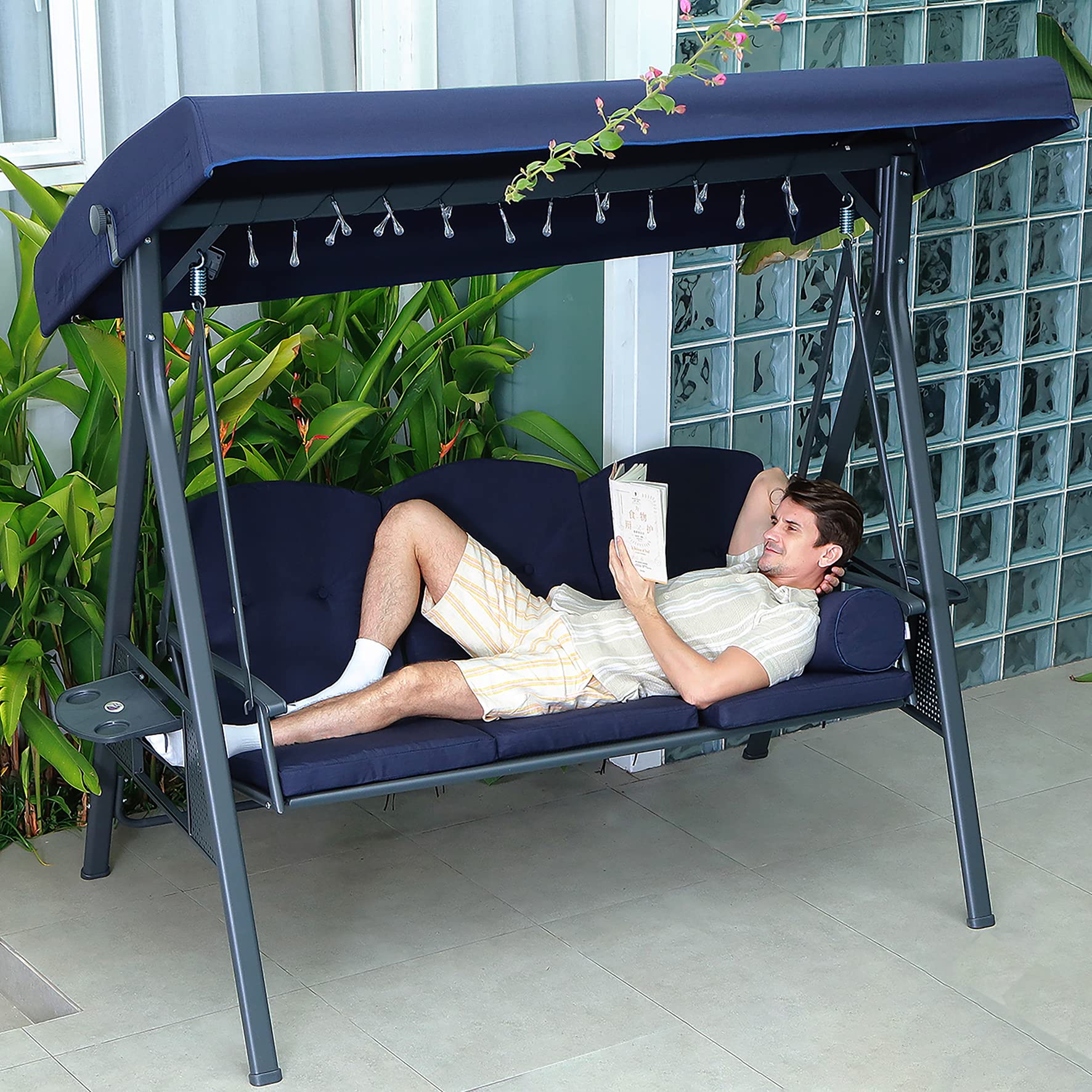 purple leaf porch patio swing with canopy