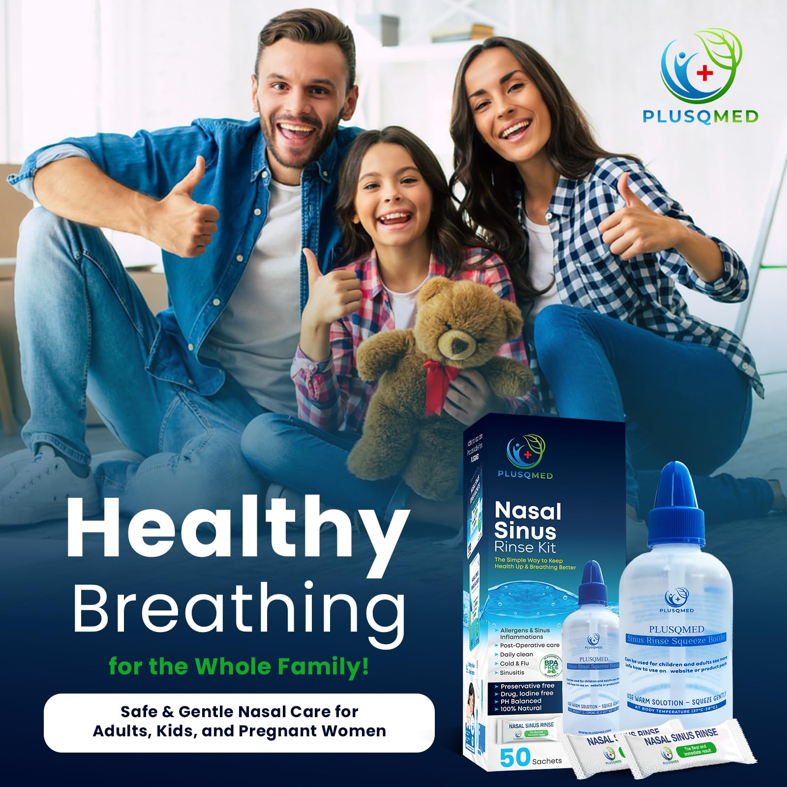 1 x Neti Lota 300 ml Irrigatore Adulti, bambini da 5 anni, + 20 bustine di sale, doccia nasale Lavaggi per adulti per la pulizia del naso, Irrigazione nasale (Squezze 250 ml + 50 sachet)