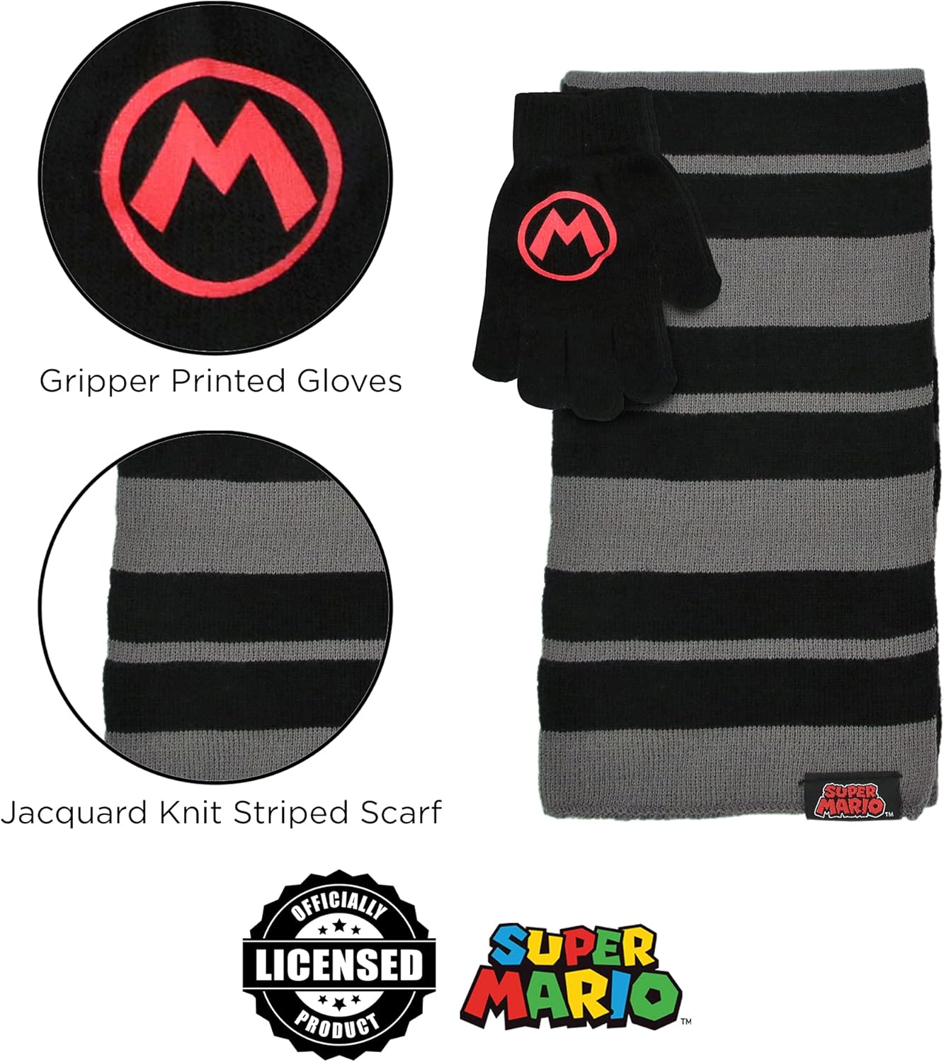 Nintendo Mario Scarf, Hat and Gloves Set for Little Boys - Image 5