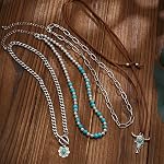 Collier turquoise pour femmes Bijoux turquois Cowgirl Outfits Accessoires pour femmes Colliers Boho Vintage Western Bijellery Country Concert Outfit