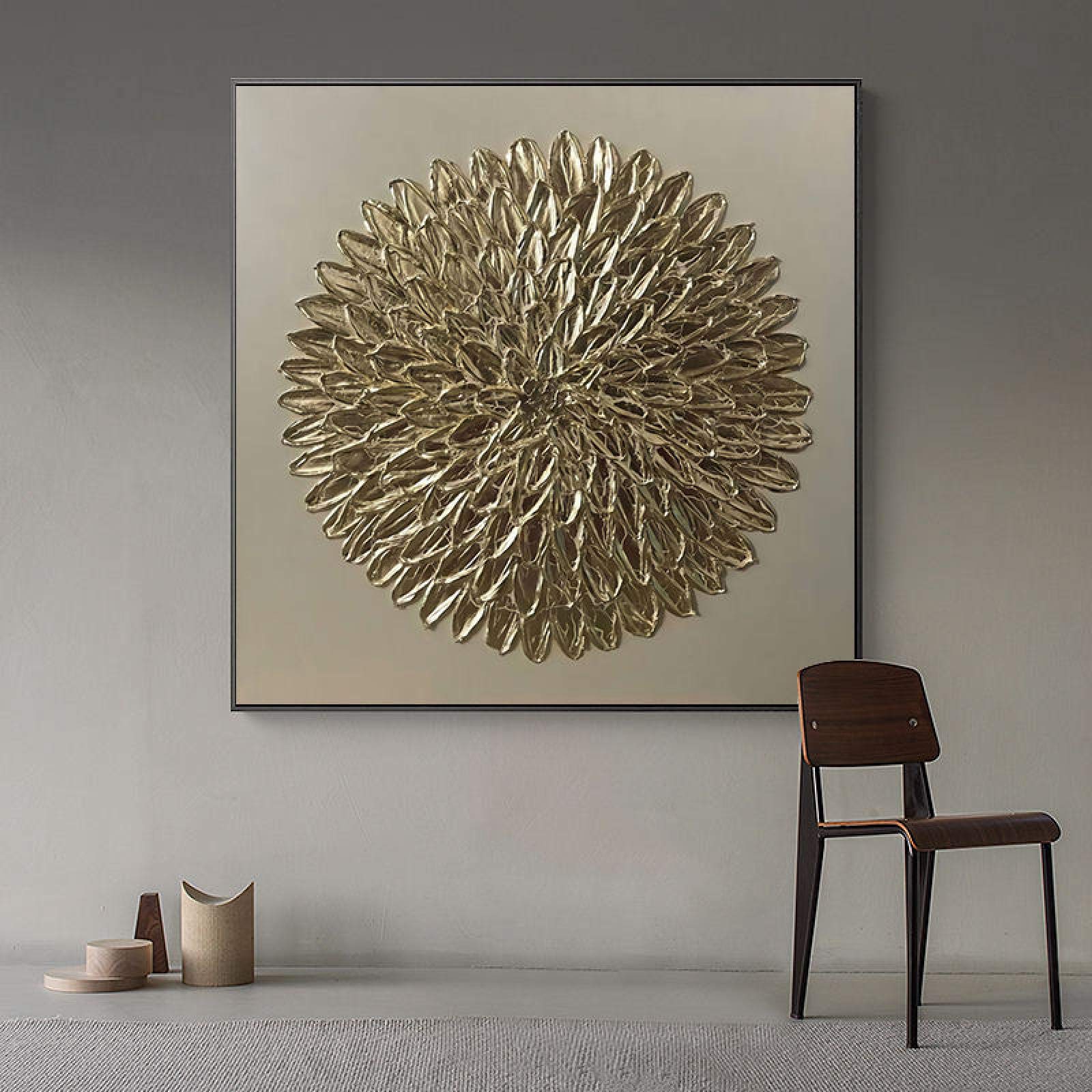 Toile art abstrait or luxe peinture murale nordique haute finition retro pour decoration interieure