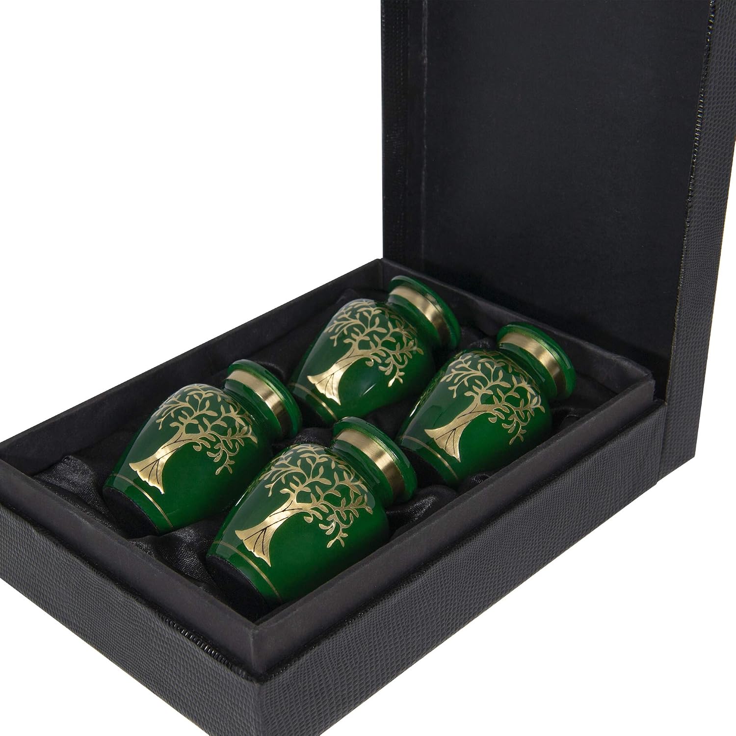 Trupoint Memorials Cremation Urns for Adult - Holds 0.75 Lbs. Per Mini Urn, 2.75" x 1.75" Mini Cremation Urns, Keepsake Burial Urns with Case & Bags - Green Modern Tree.