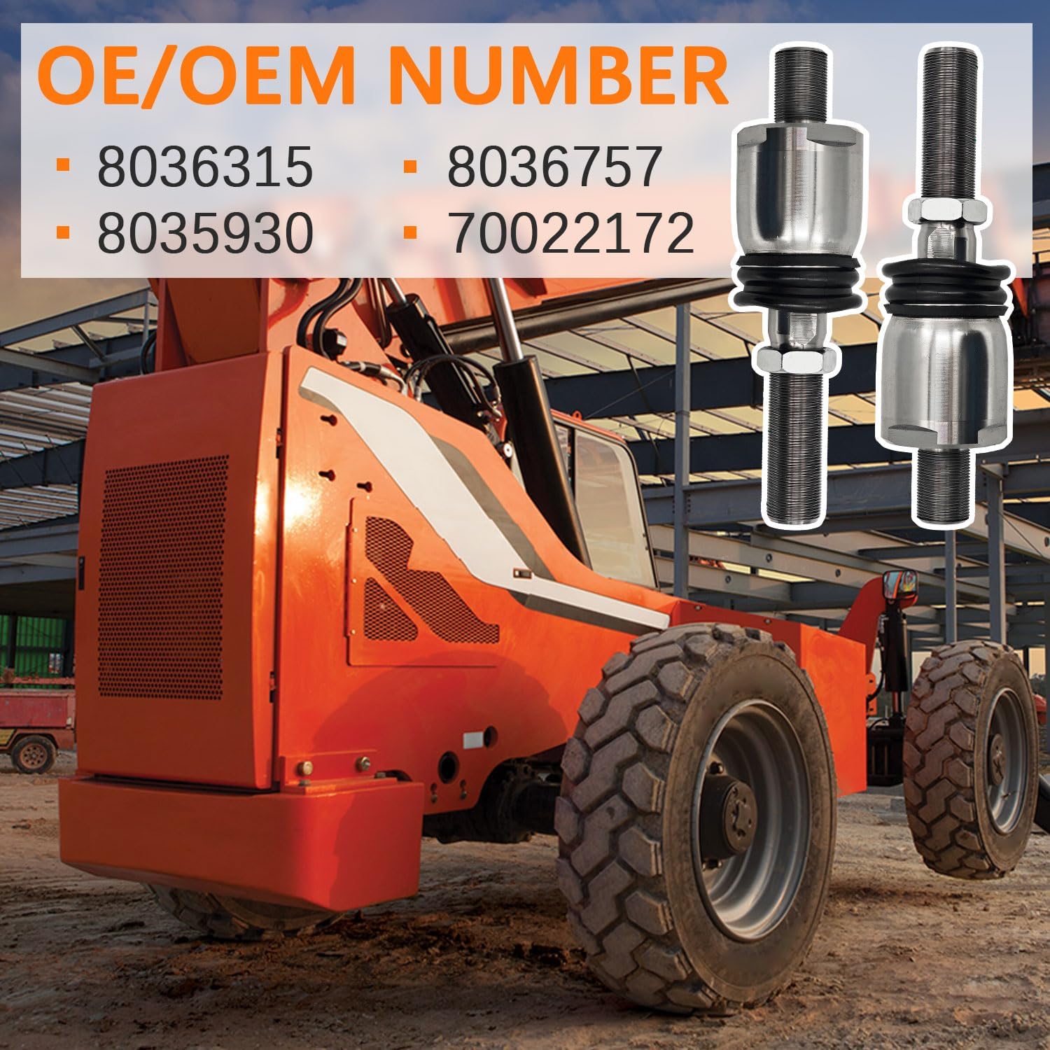 2PCS 70022172 Front Axial Joint Steering Compatible with Skytrak Telehandler 10054 8042 4290 4266 6036 6042 fit for JLG LULL Telehandler 644E-42 944E-42 1044C-54 Replace 8036757