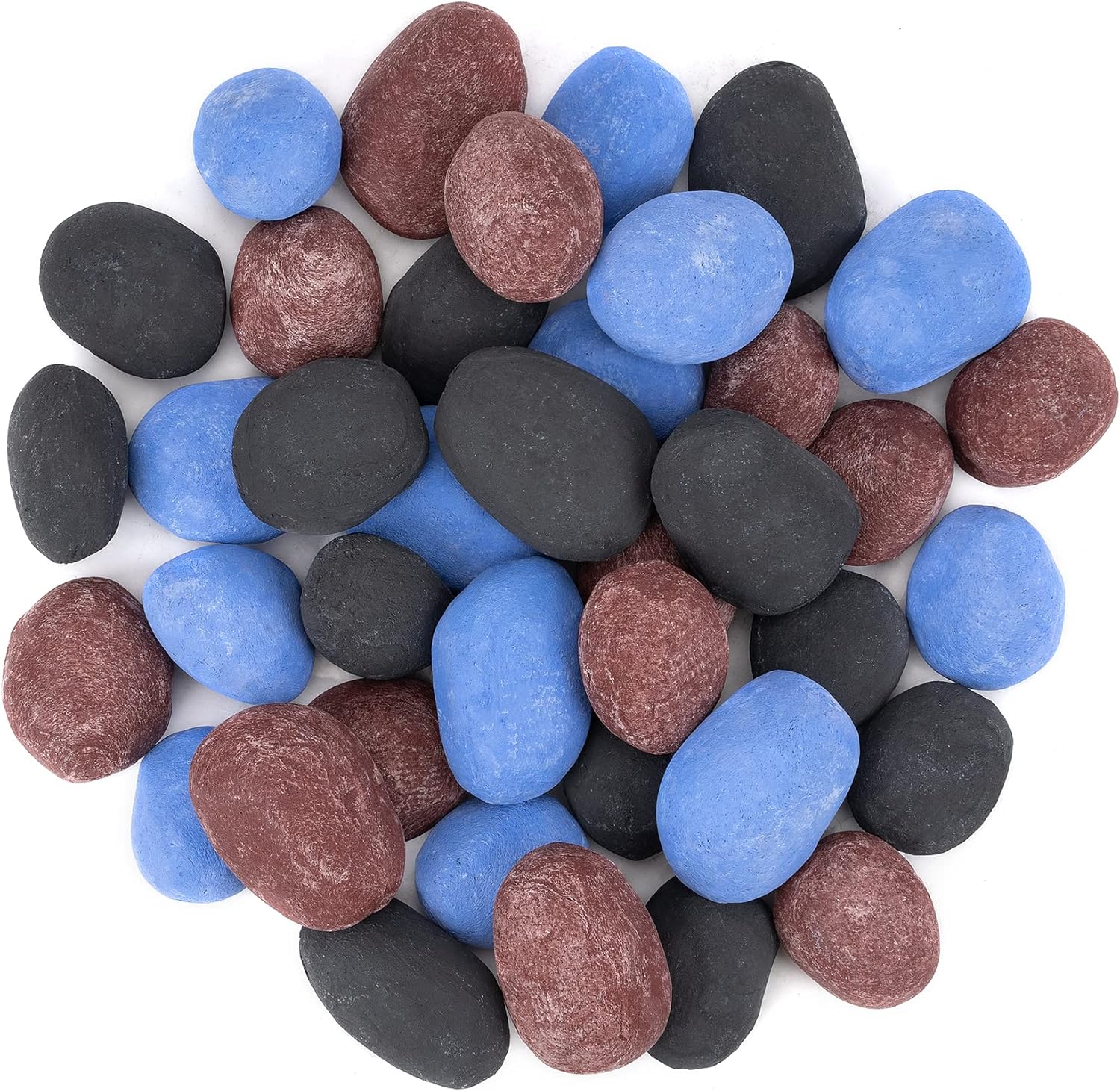 Stanbroil 24pcs Light Weight Ceramic Fiber Pebble Stones for Indoor Outdoor, Gas Inserts, Ventless, Vent Free, Electric, Outdoor Fireplaces and Fire Pits - Black