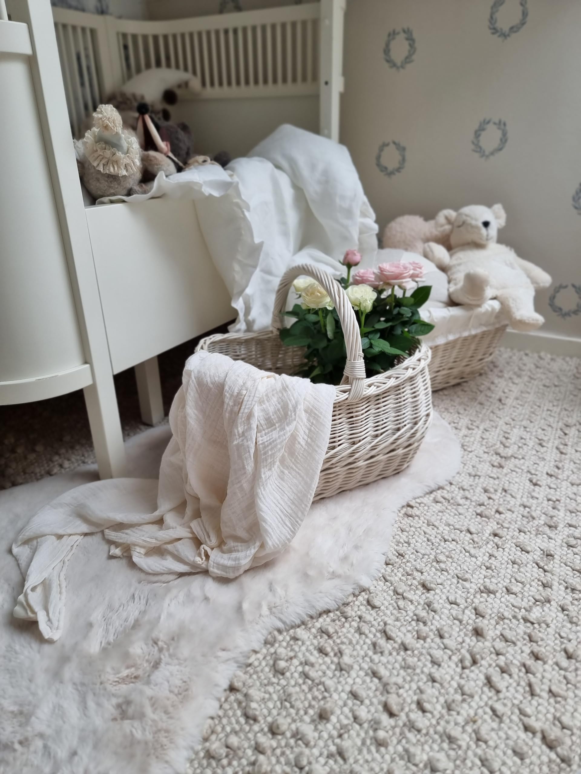 e-wicker24 Koszyk na zakupy z wikliny, biały, kosz na prezent