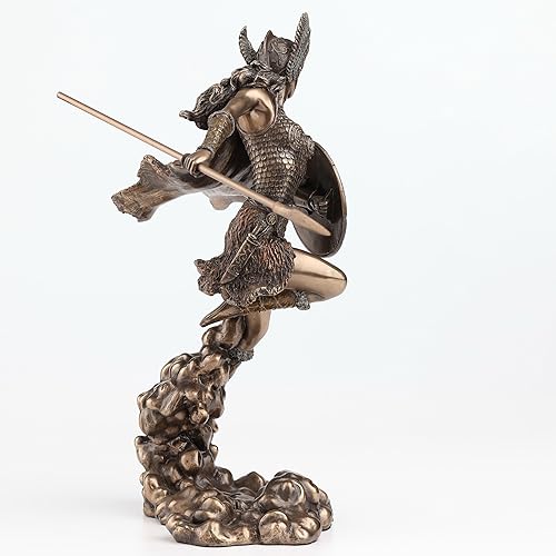 Miniatura 5 de Escultura de estatua de lanza y escudo de diosa nórdica Valkyrie de 9.25 pulgadas