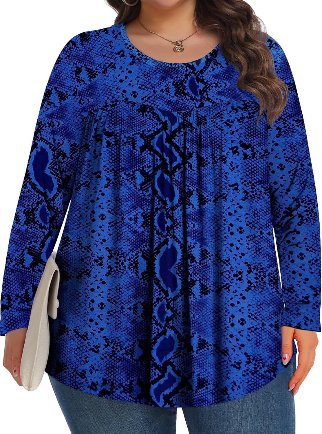 Plus Size Tops for Women Fall Long Sleeve Shirts Crew Neck Casual Loose Tunic Blouse 1X-5X - Image 3