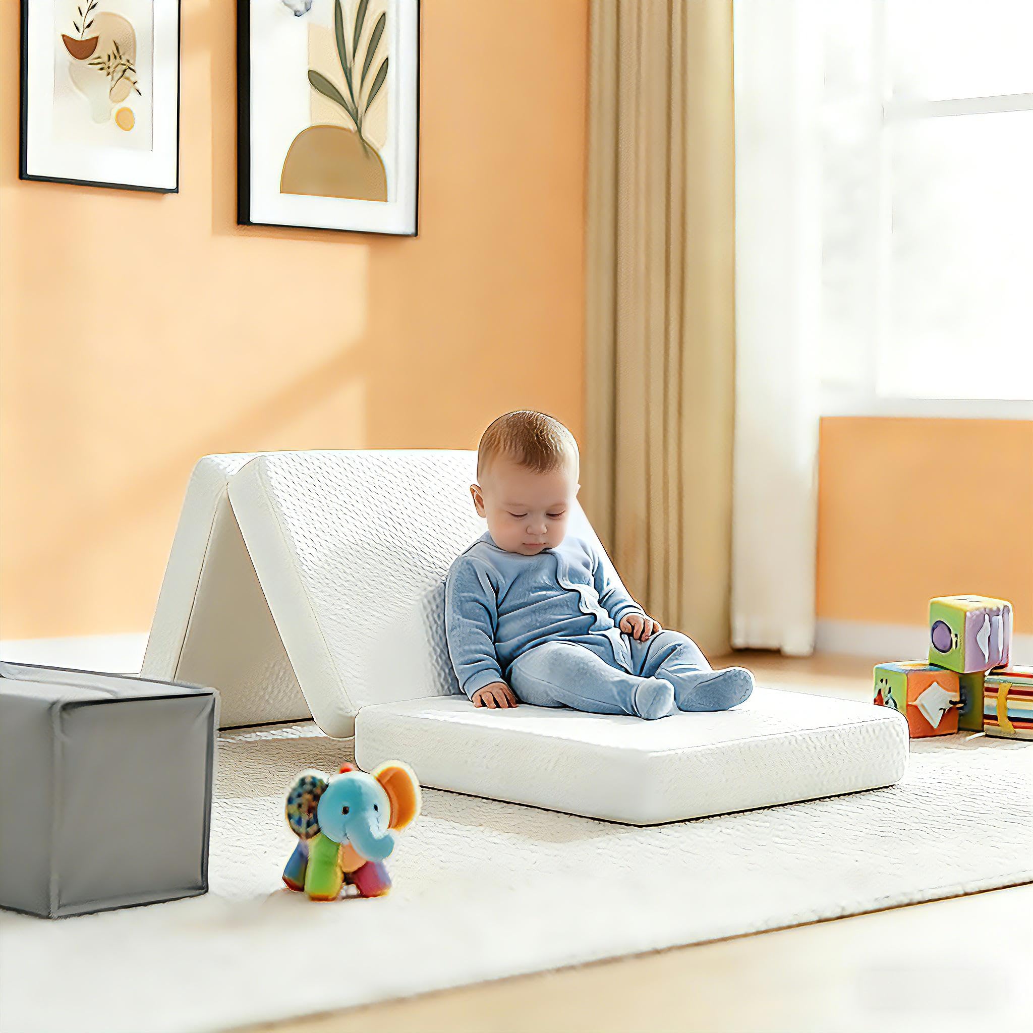 Cot Mattresses,Play Mattress Pad (96 x 66 x 6cm) مرتبة سرير اطفال, Tri-fold Travel Pack Play Mattresses for Protable Crib, Mini Crib Mattress Nap Mat Foldable with Travel Strap