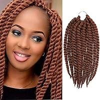 Vista 19 de AU-THEN-TIC Jumbo Senegalese Twist Crochet Hair, 12 pulgadas, paquete de 6, extensiones sintéticas para estilos Habana y Mambo Twist, (azul)