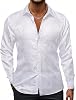 Hi-Tie Silk Mens Paisley Dress Shirts Casual Long Sleeve Button Down Regular Fit Shirts Formal Wedding Party Business