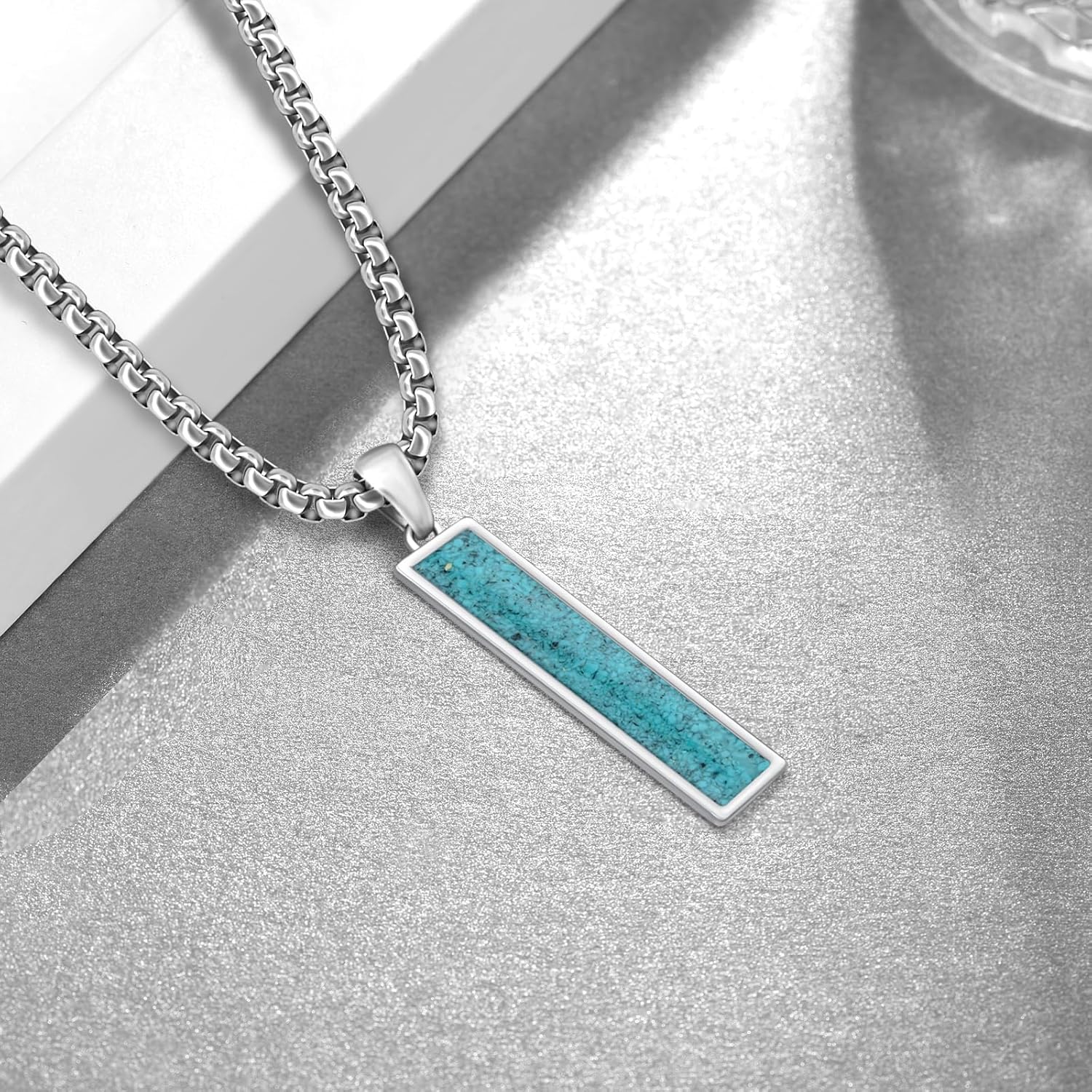 Turquoise Necklaces for Men 925 Sterling Silver Turquoise Necklace Western Jewelry Gifts for Men Women - Image 3