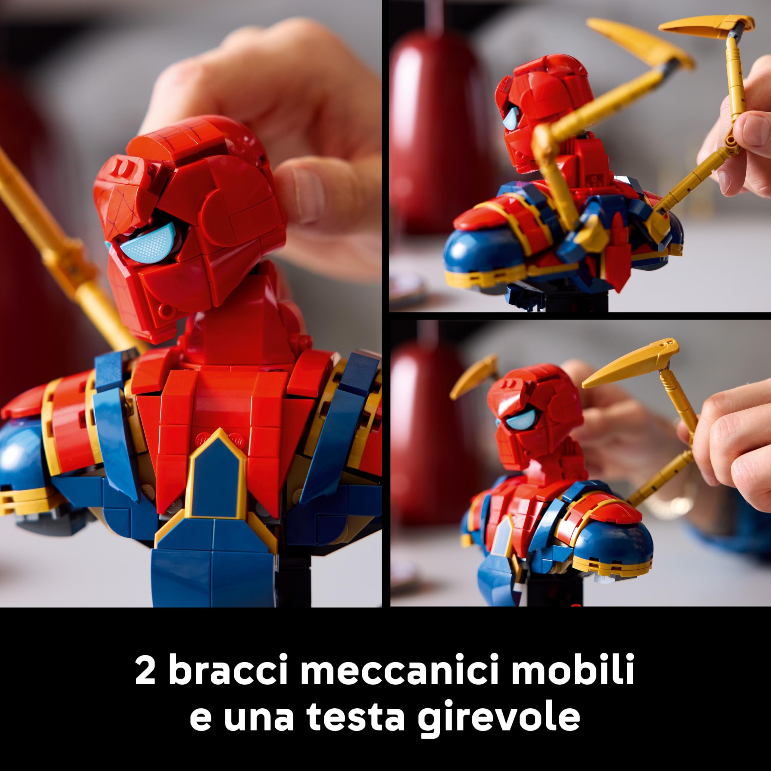 LEGO | Marvel Busto di Iron Spider-Man - Modellino da Esposizione per Adulti con 2 Braccia Mobili, Testa Girevole e Minifigure del Supereroe - Regalo da Collezione per i Fan degli Avengers - 76326 | Set da costruzione per adulti, braccia mobili, testa rot