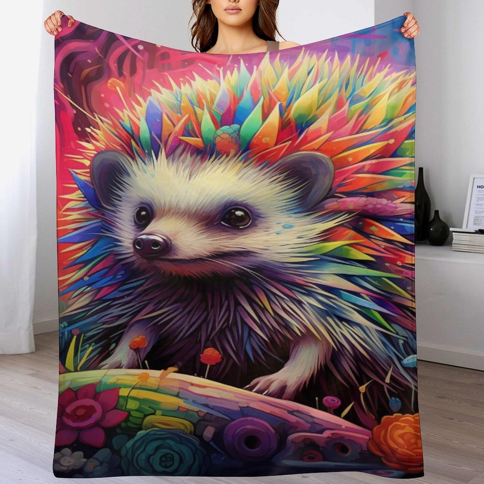 Couverture pour enfants motif hérisson en flannel super douce idée cadeau