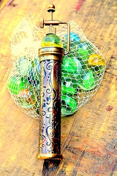 Vintage Brass Kaleidoscope with Marble Eyepiece Handcrafted Optical Instrument for Adults | Twist to Create Countless Intricate Designs