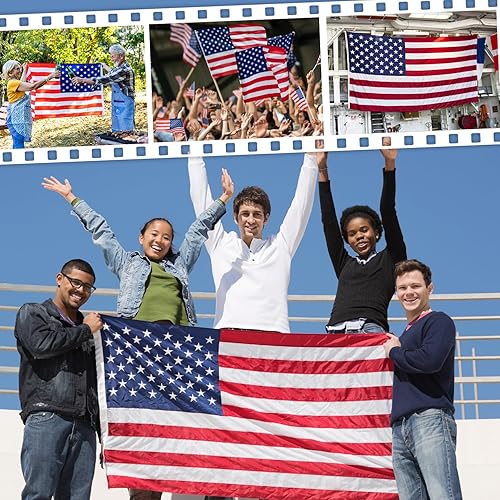 Miniatura 5 de Bandera estadounidense de 4 x 6 pies para exteriores, bandera de Estados Unidos resistente de viento alto, estrellas bordadas, rayas cosidas, ojales