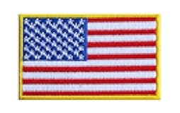3.2x2 Inches, US USA United States of America Flag Embroidered Iron On Patch Applique American Army Military Uniform Costume Yellow Red Blue