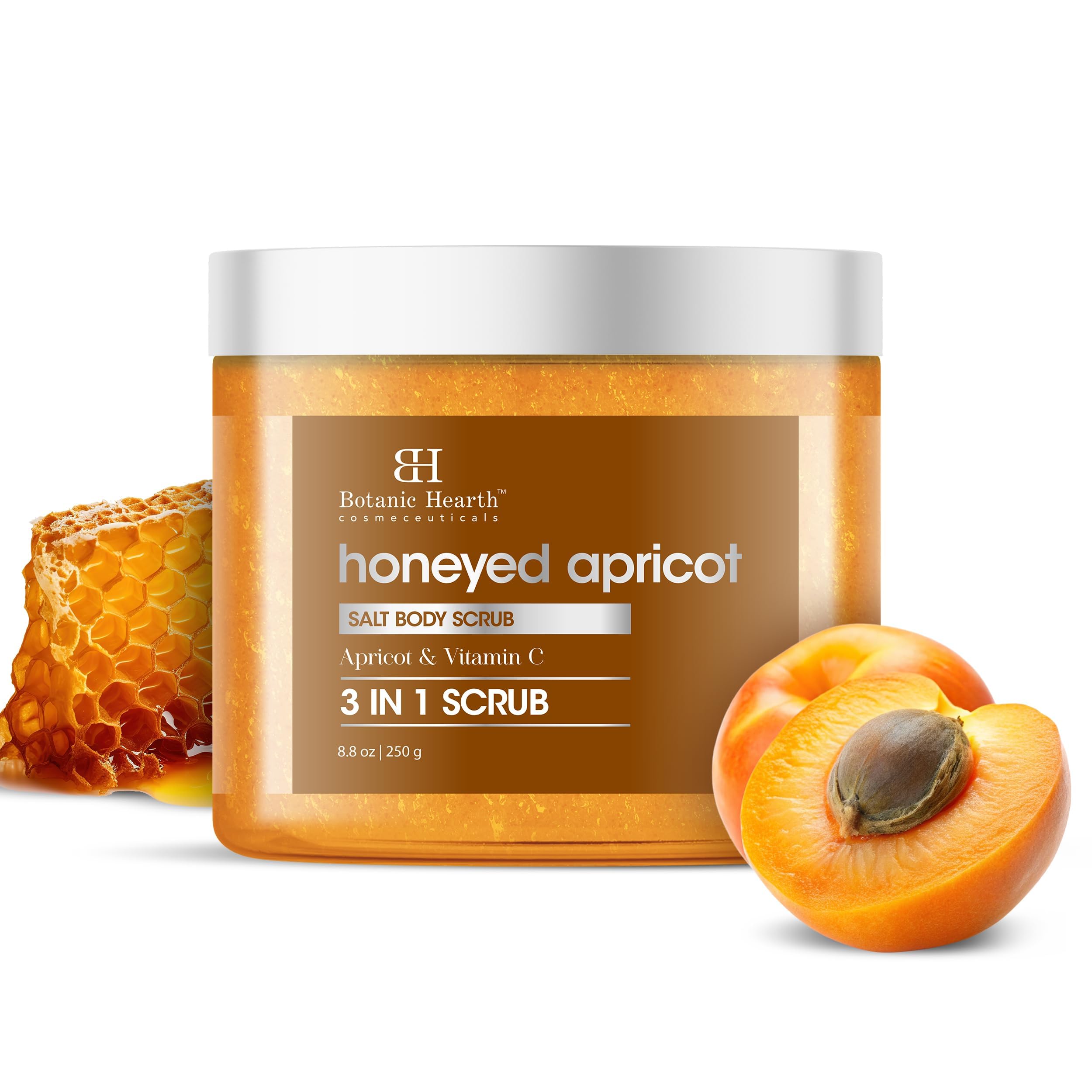 Botanic Hearth Honeyed Apricot Body Scrub 8.8 fl oz (250 g), 250 ml (Pack of 1)