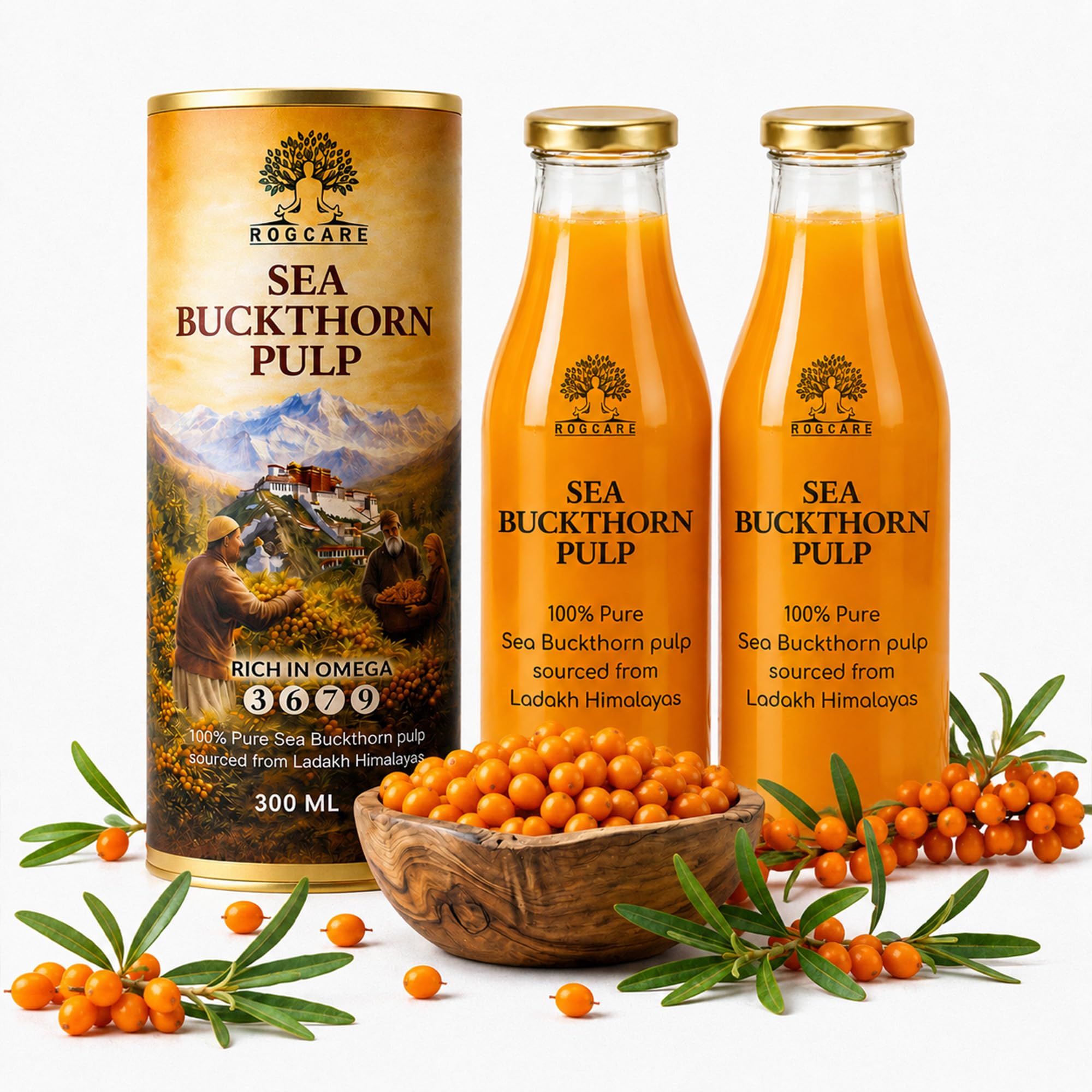 ROGCARE Sea Buckthorn 600ml [ Pack of 02 ] Each 300ml | Ladakh Sea Buckthorn Juice, Rich in Vitamin C, Omega 3 6 7 9, Antioxidant Superfood, Immunity Booster, Natural Energy & Skin Health-picture-12