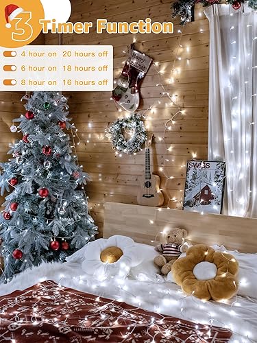 Miniatura 4 de Guirnalda de luces de 1200 LED de 196 pies, impermeable, para exteriores, con control remoto y temporizador, 8 modos de luces regulables para