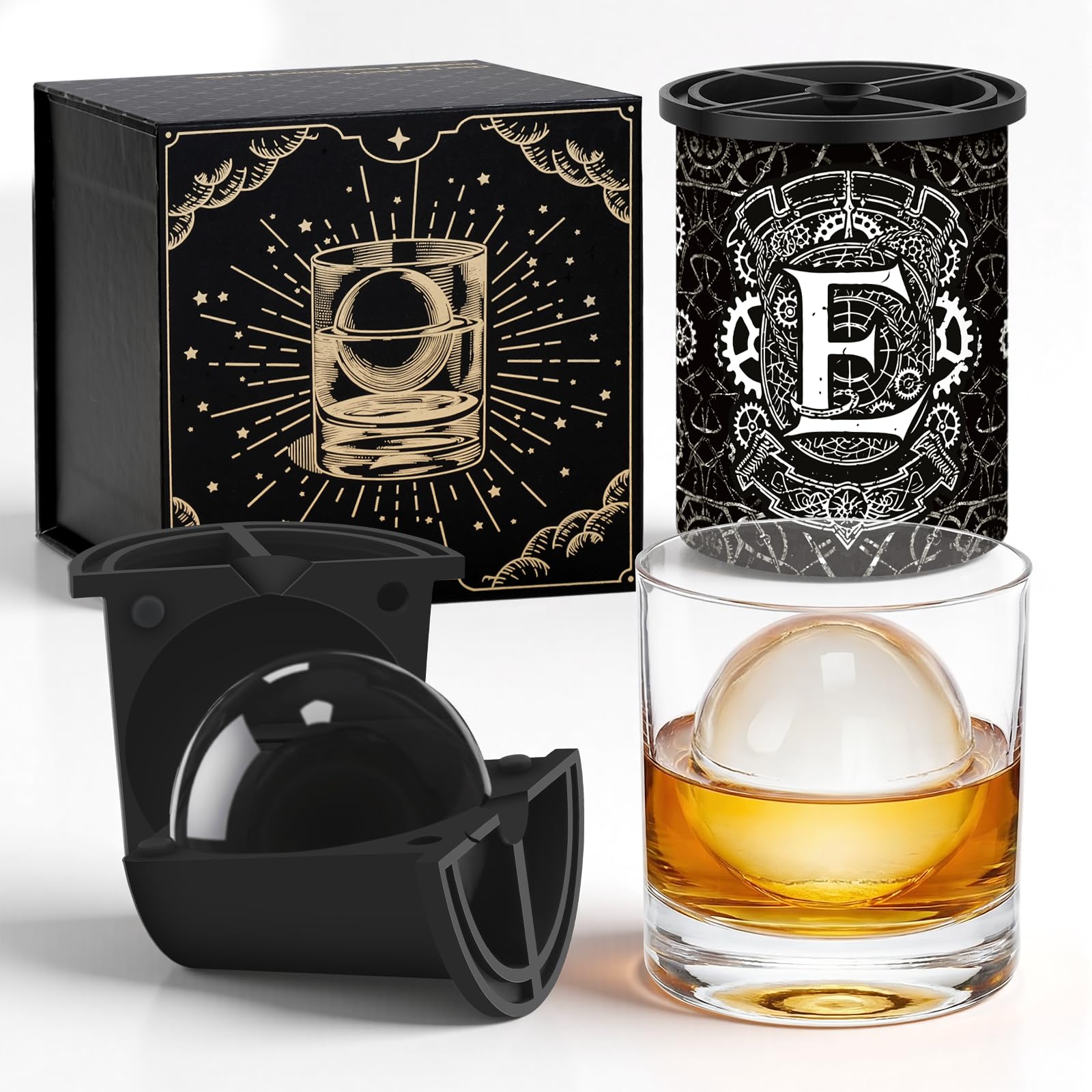 Clear Ice Cube Maker - 6.3 cm Ball - Stainless Steel Clear Ice Maker - Compact Design - for Old Fashioned Whiskey Gifts, Cocktail, Bourbon, E