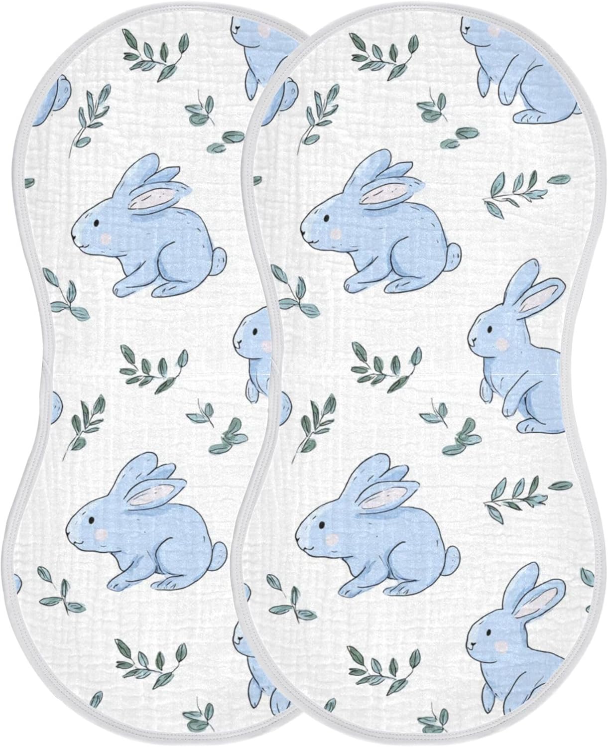 Cute Bunny Rabbit Burp Cloths Baby Boys Girls Absorbent Soft Cotton Burping Cloths Rags 4 Pack