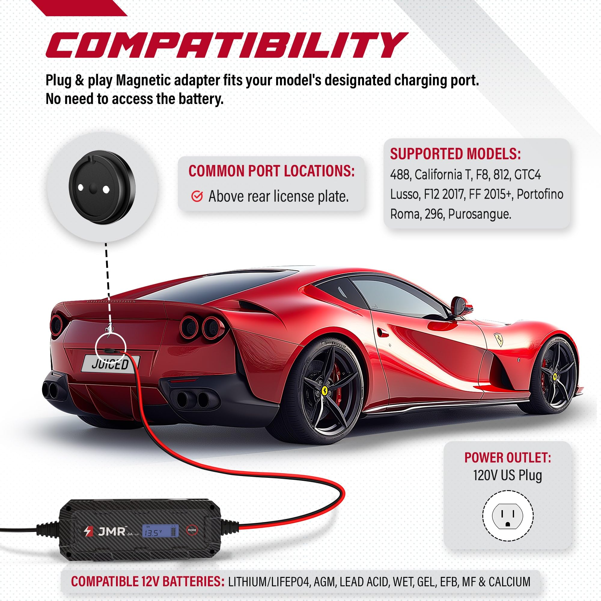 Amazon.com: JMR 電池充電器適用於法拉利488 F8 California T