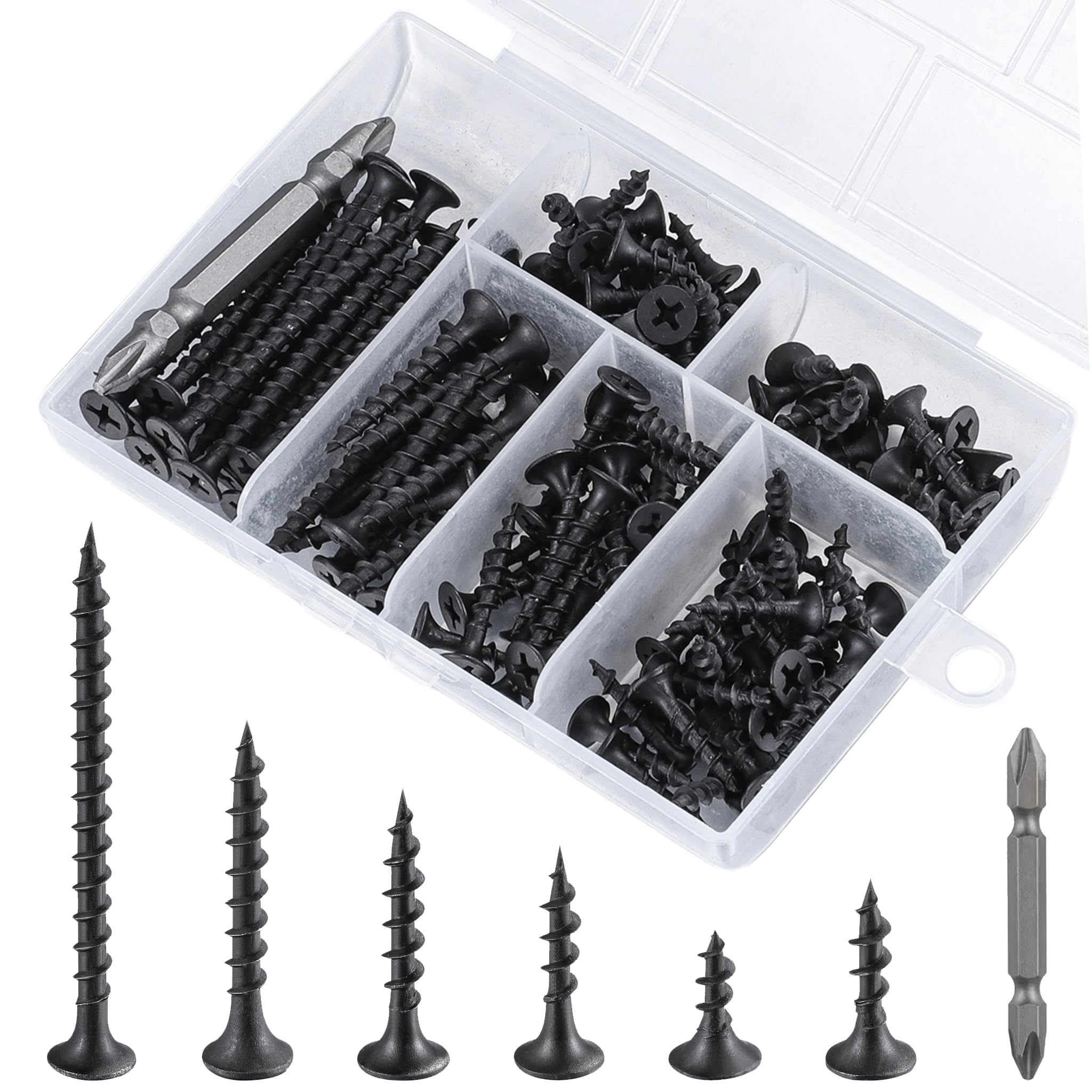 Wensilon #6 Drywall Screws - Black Fasteners Kit -1