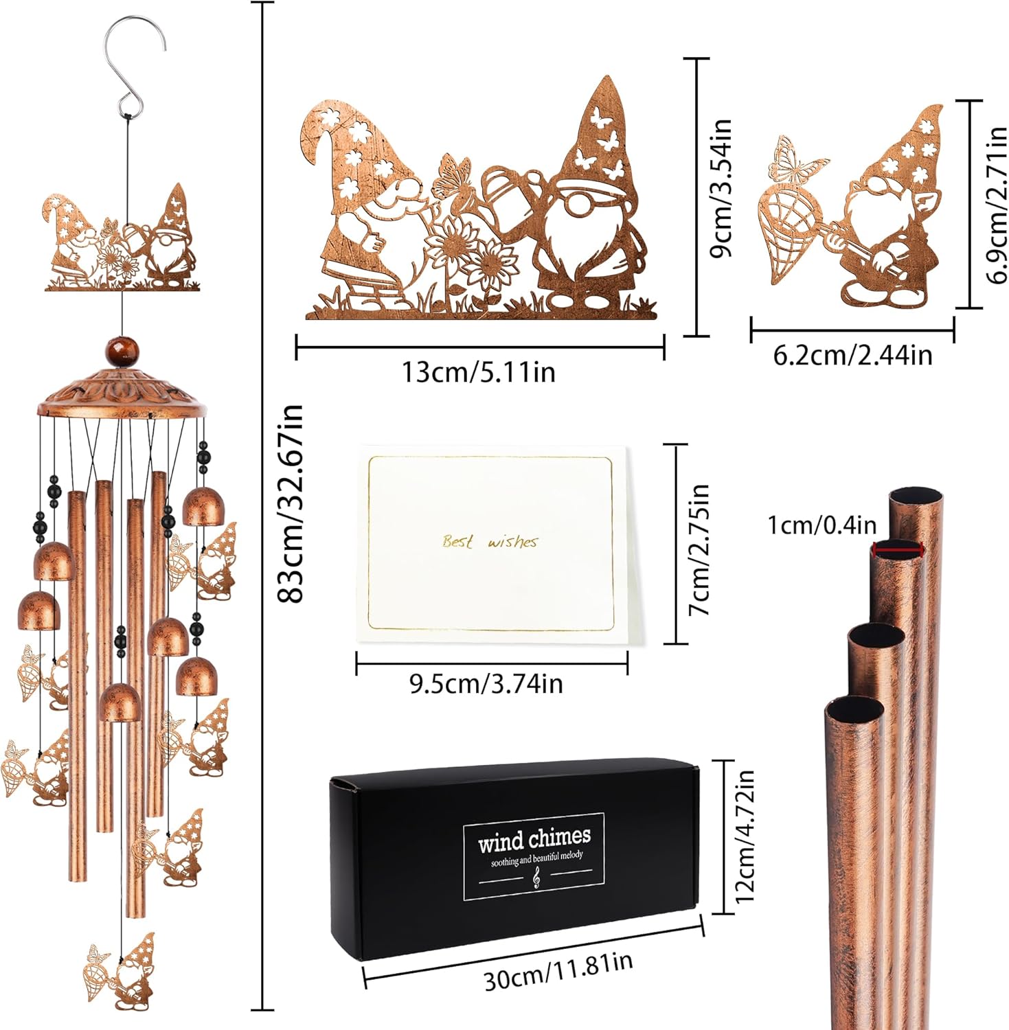 Romart Garden Gnomes Wind Chimes for Outside, Gnome Gifts for Women Men Mom Wife Grandma Birthday Memorial Windchimes for Outdoors Indoors, Garden, Patio, Home, Porch, Yard Decorations - Image 2