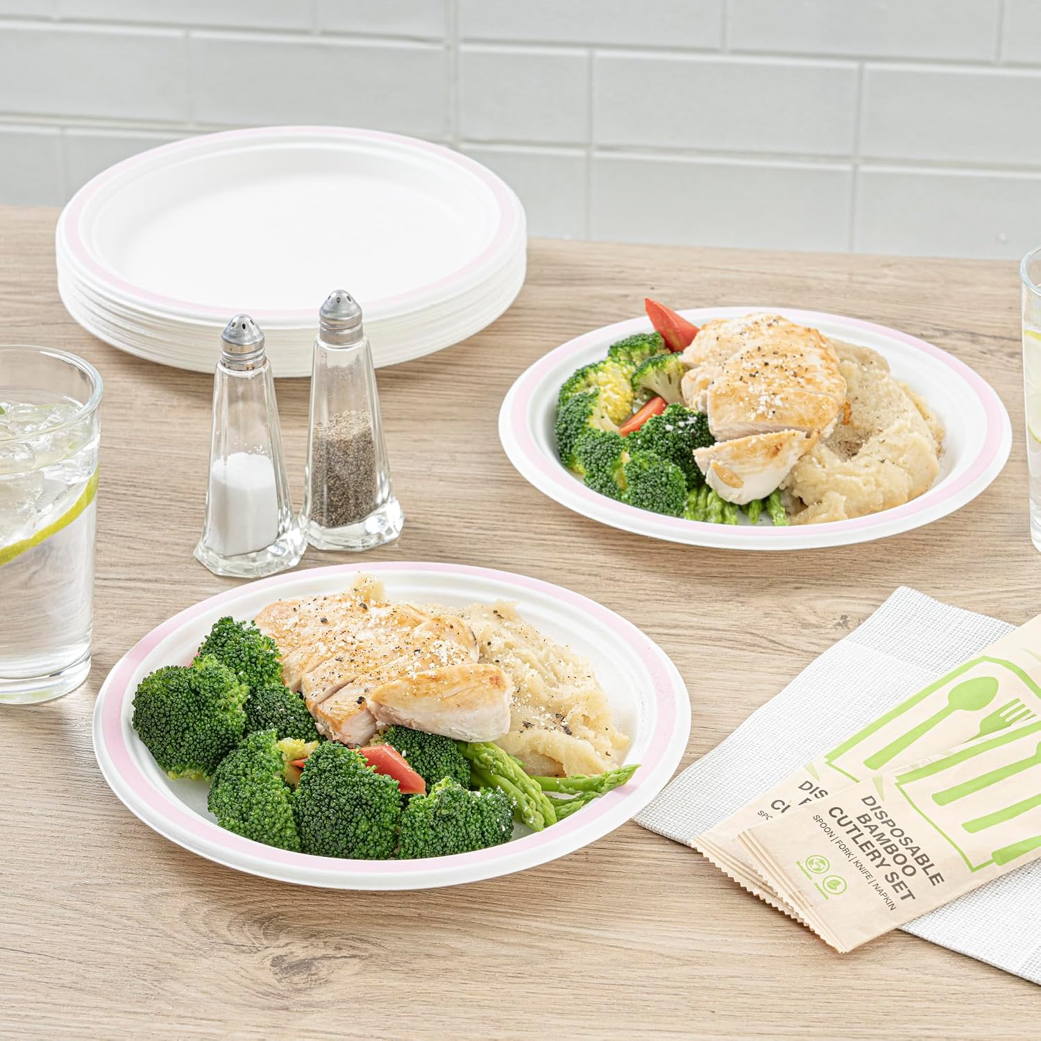Restaurantware Plates 100 Pack of 8.8 Inch Bagasse Sugarcane Pulp Dessert Serving Plates Sustainable Small Appetizer Dinnerware Round Microwave-Safe