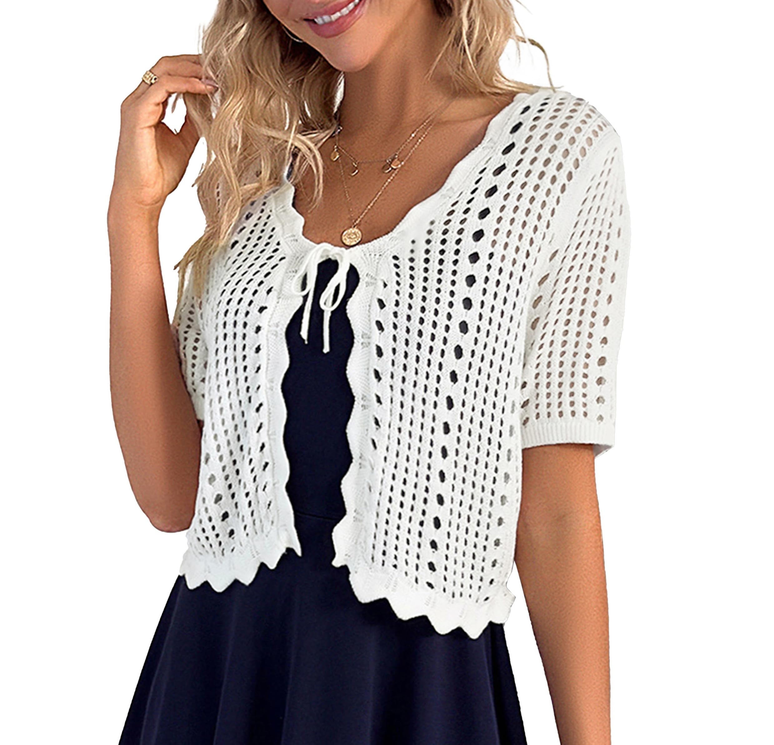 Kate Kasin Bolero-Cardigan Damen,Lässiger Sommer Leicht Cardigan,Kurzärmelig Jacket für Kleidern Tops