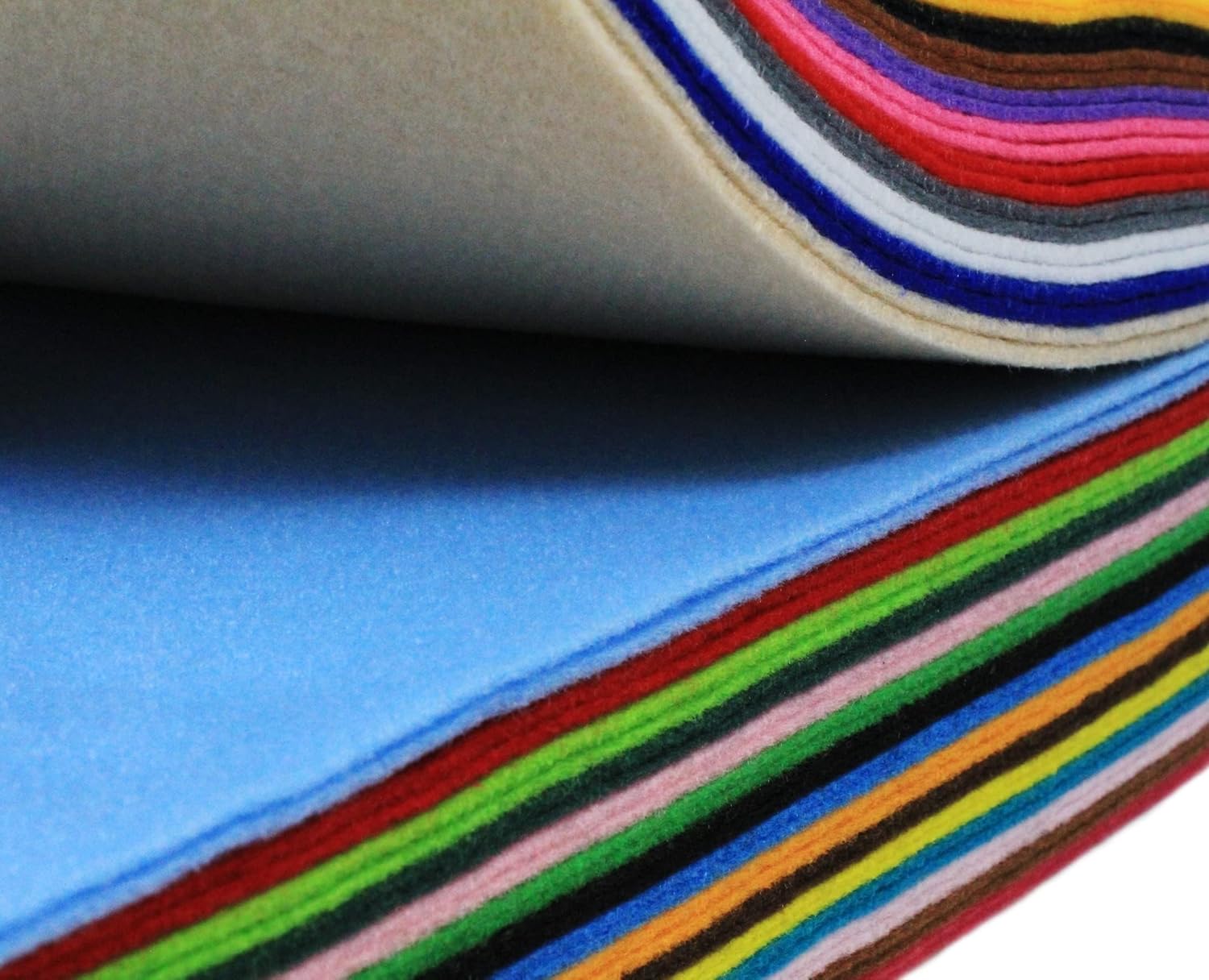 Bright Ideas Assorted 22cm x 22cm, Texture Square Textile Fabrics DIY Craftwork Sewing Patchwork, Arts and Crafts, 50 Sheets in 25 Colours, 1.4mm Soft Thick Polyester Felt