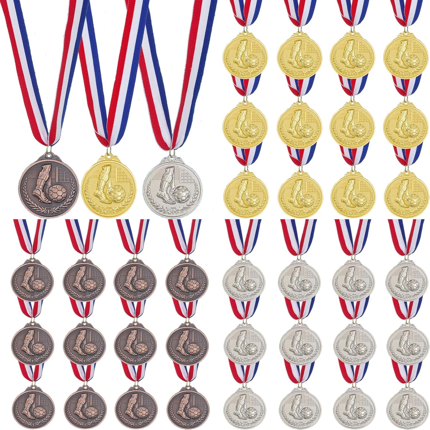 Soccer Medals 36 Pack Football Award Bulk Sports Medal Championship Medals with Blue String for Kids