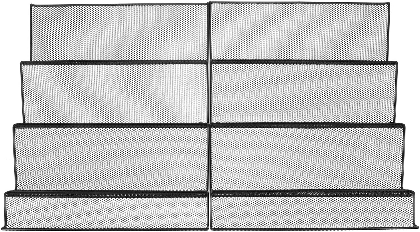 Spice Rack Drawer Organizer with Metal Frame, Seasoning Jar Storage Rack Insert for Kitchen Cabinet, Multi-functional Dark Spice Holder for Home Pantry Storage