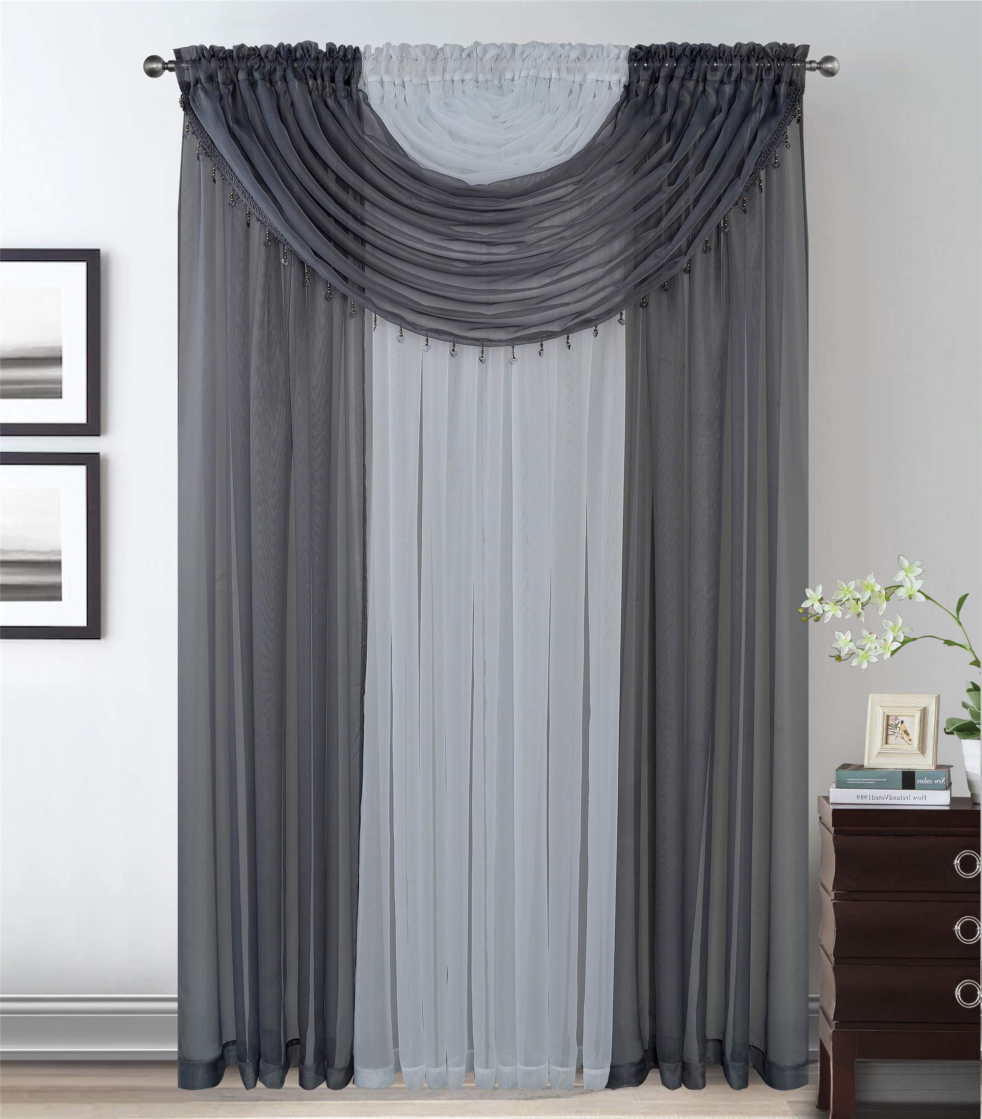 4 Panels With Attached AllInOne Valances Charcoal/Dark