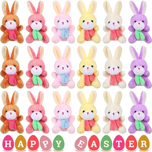 Skylety 12 piezas de conejo de Pascua de peluche de conejo de 4 pulgadas, juguetes de conejo de peluche suave y diminuto, muñeco colgante de felpa