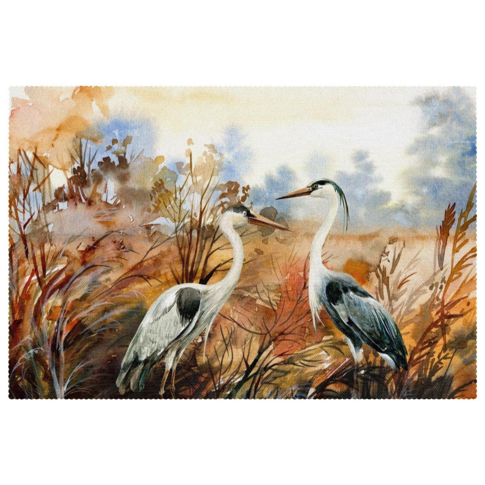 Sets de table hérons et oiseaux pour une décoration de repas nature