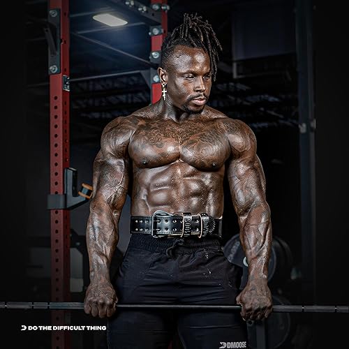 Miniatura 9 de Cinturón DMoose con hebilla de piel auténtica para weightlifting, para hombre y mujer, de 10cm y 15cm, corrector de postura para entrenamiento en