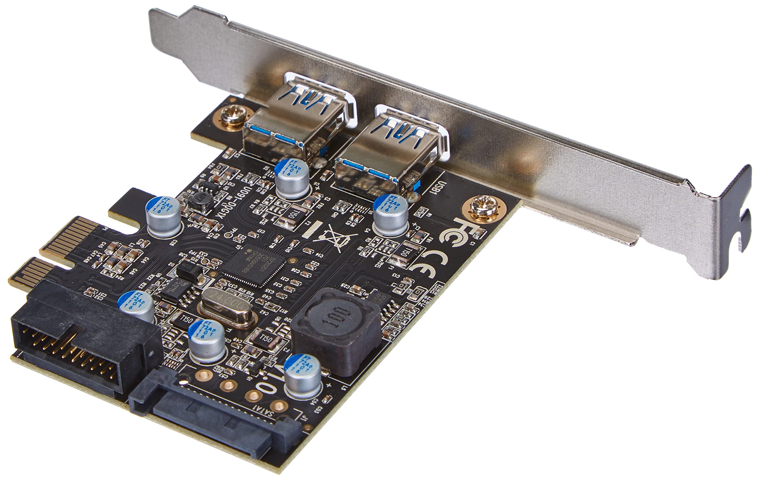 SilverStone SST-EC04-E - Karta Rozszerzeń PCI-E Z USB 3.0, 15-Pinowe Złącze Zasilania SATA, 1 x 20-Pin Wewnętrzny + 2 x Zewnętrzne Porty (Typ A)