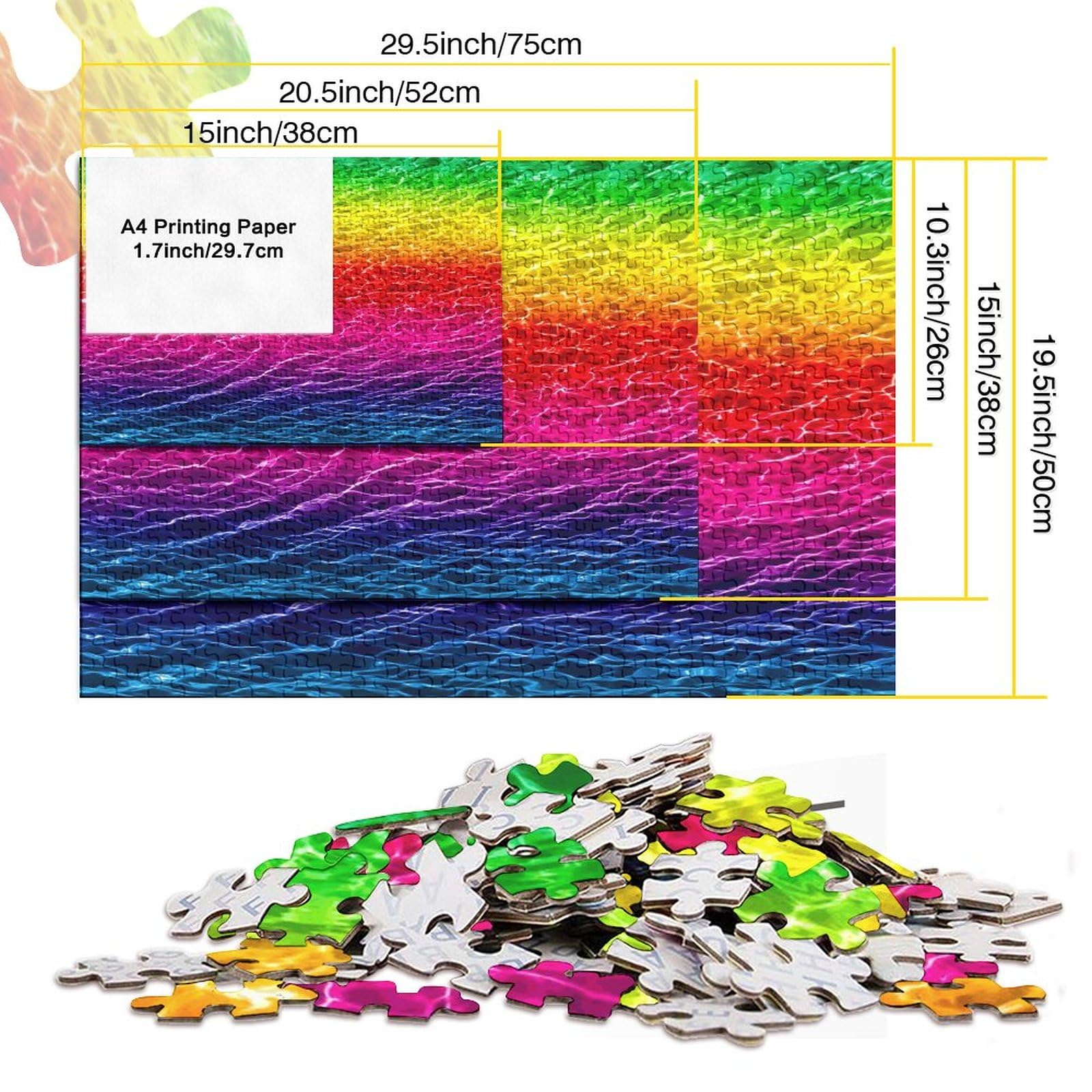 Puzzle 'Abstrakter Regenbogen-Kaktus' – 1000 Teile, 75 X 50 Cm, Mit Alphabet-Rückseite, Für Erwachsene & Kinder