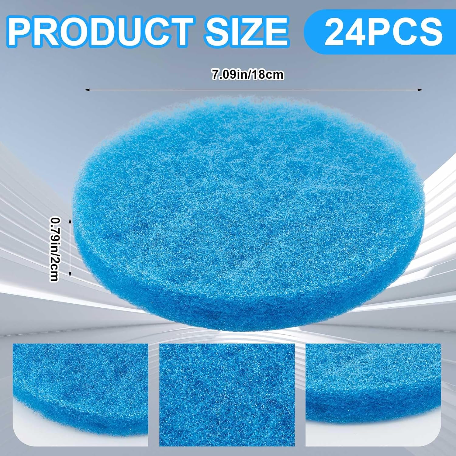 tranqun 24 pcs fine filter water polishing pad compatible with fluval fx4, fx5, fx6 7 x 7 x 0.79 inches blue filter media canister aquarium water polishing pads 24 polyester blue 7 x 7 x 0.79 inches