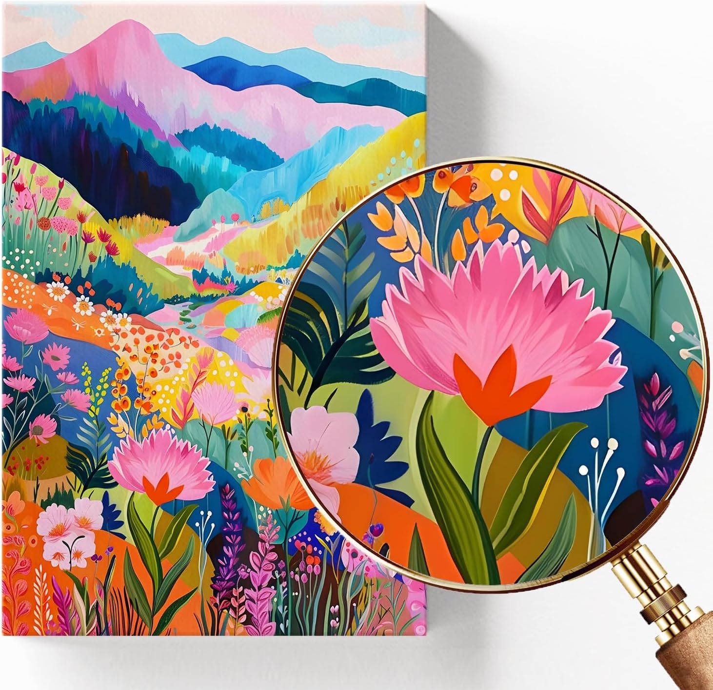 Colorful Abstract Watercolor Wall Art Colorful Wildflower Pictures Aesthetic Landscape Poster Mountain Landscape Abstract Wall Art Mountains Poster Prints for Home Decor 16x24inch Wood Frame image 5