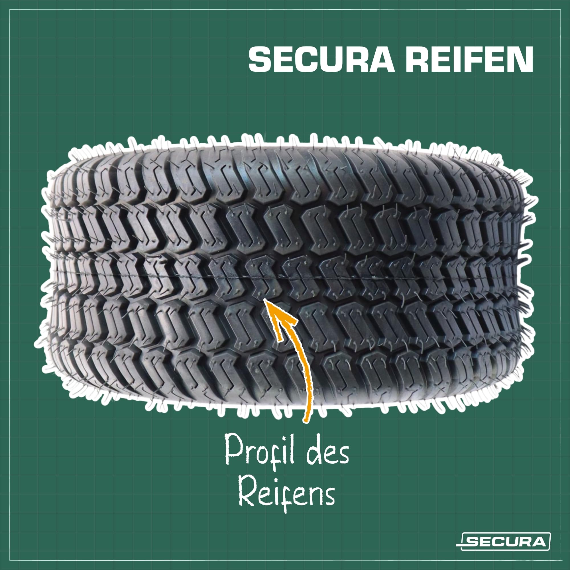 SECURA 2x Reifen 15x6.00-6 tubeless inkl. Schläuche mit Winkelventil TR87
