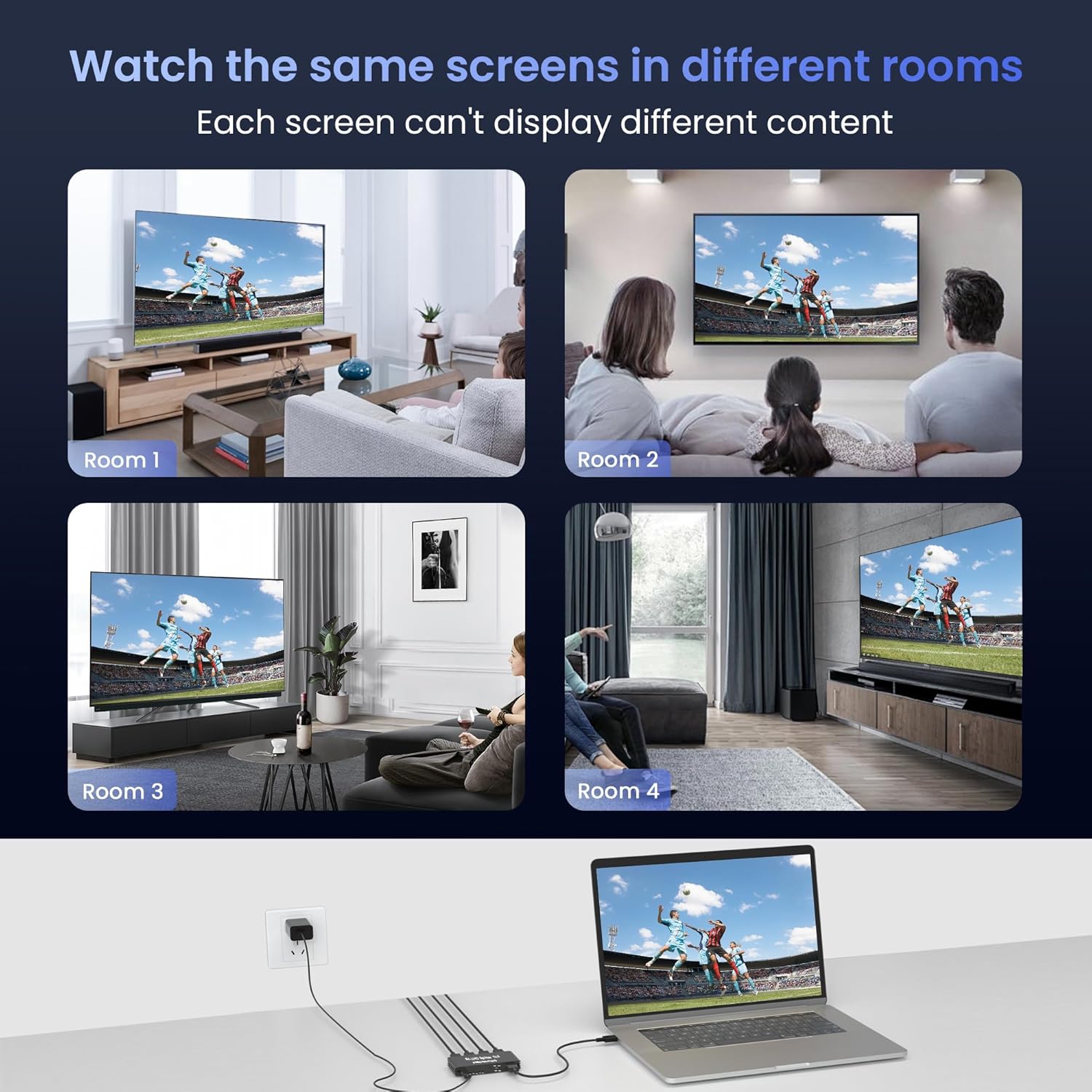 avedio links HDMI 2.1 Splitter 8K@60Hz 1 in 4 Out 4K@120Hz, HDMI Splitter for Multiple Monitors (Only Copy/Mirror Input Screen), Hdmi Splitters for Gaming Support 48Gbps, HDCP 2.3（1x4）