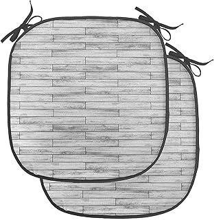 Ambesonne Taupe Chair Seating Cushion Set of 4, Picture of a Parquet Grey Wood Texture Rusty Retro Antique Aged Display Striped Tile, Anti-Slip Seat Padding for Kitchen & Patio, 16"x16", Taupe Grey