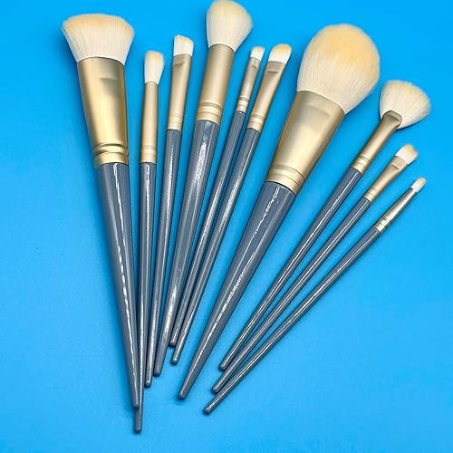 Miniatura 6 de KISTARCH Juego completo de 10 brochas de maquillaje esenciales para fundación, rubor y corrector de sombra de ojos