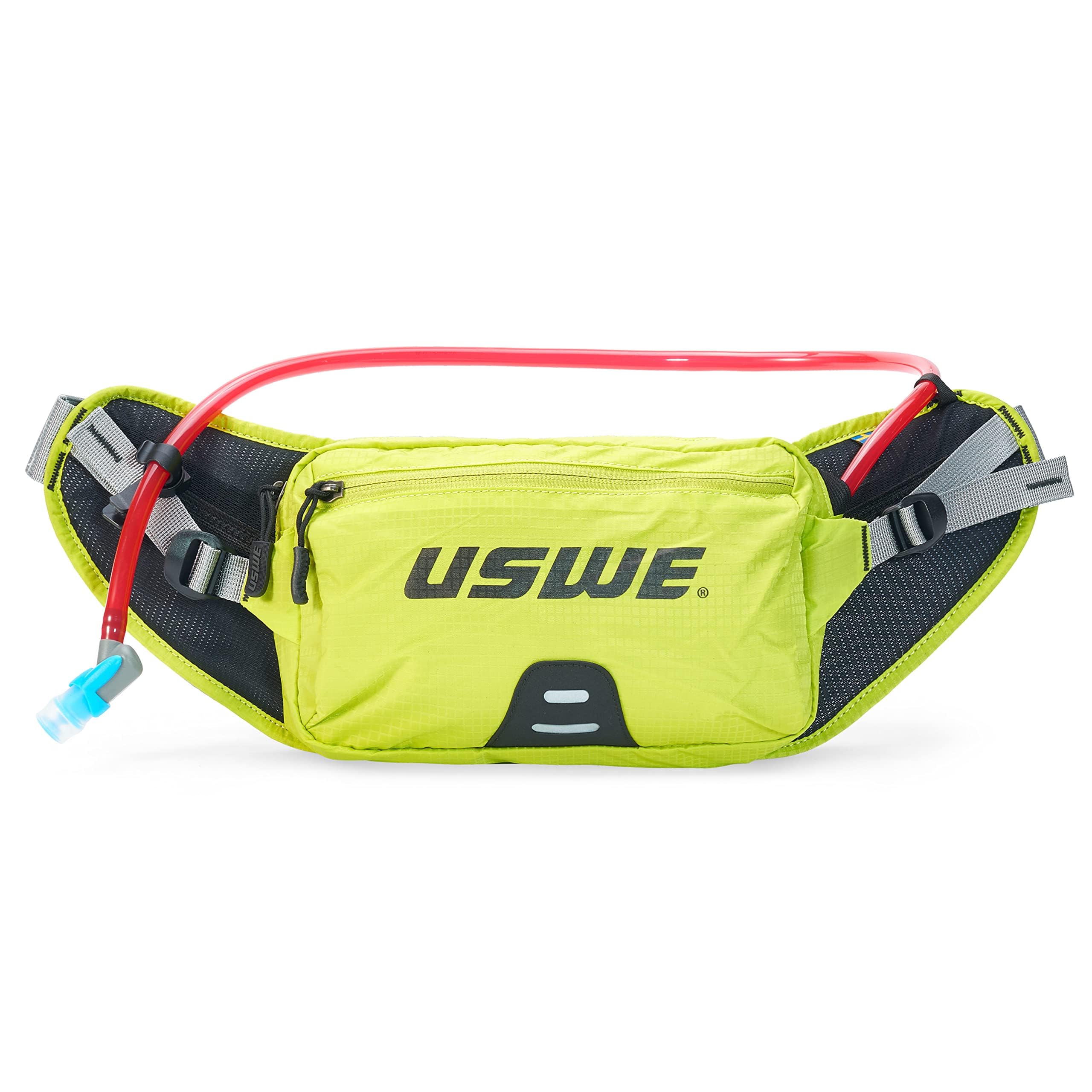 USWE Zulo Hydration Hip Pack - with Organizer and Side Pockets, Bounce Free Hip Belt (Crazy Yellow, 2L)